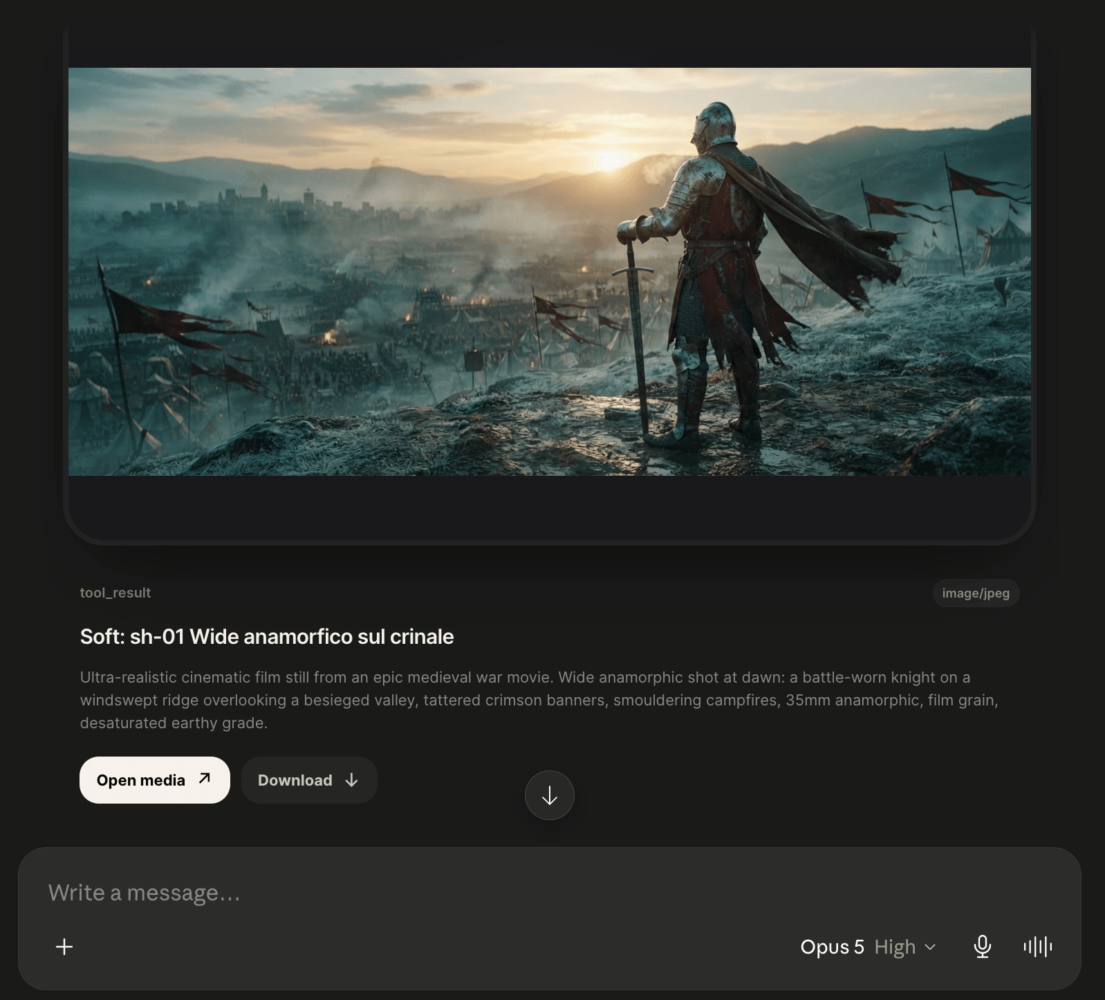 Cinematic media result generated through Widemile MCP